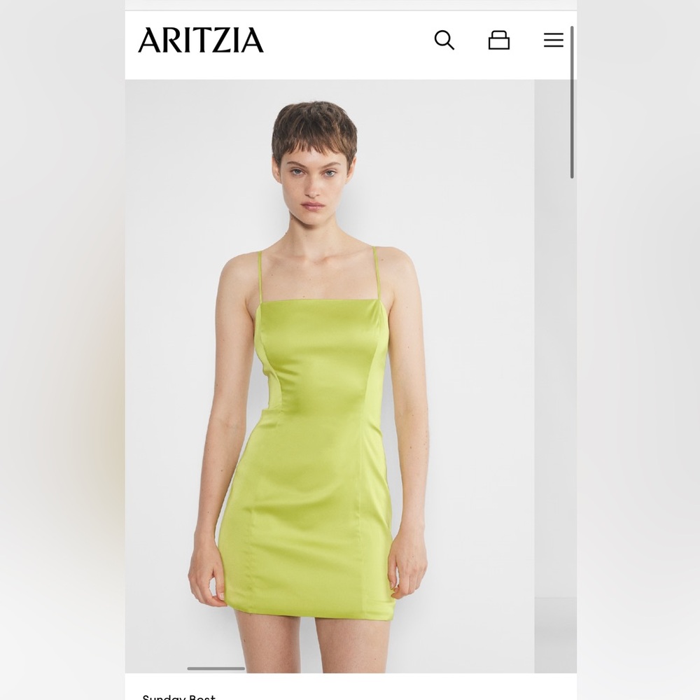 Sunday Best Green Satin Mini Dress (Aritizia)